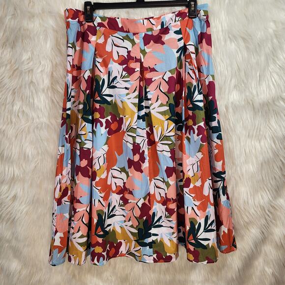Eloquii Dresses & Skirts - Eloquii NWT bright big floral spring print pleated cotton skirt woman's size 16